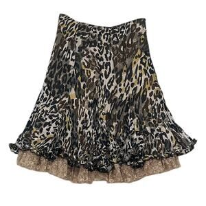 Vintage Alberto Makali Designer Leopard Print Midi Skirt